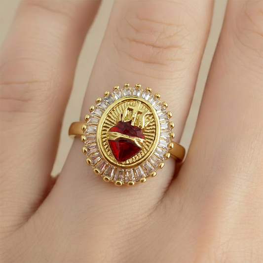 Anillo Ajustable Sagrado Corazón Circones Rodinado