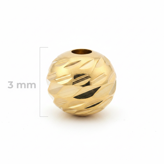 Balin Diamantado Oro Laminado 3mm Dorado