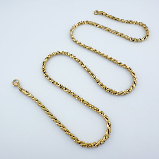 Cadena De Acero Trenzado / 60 Cms Dorada