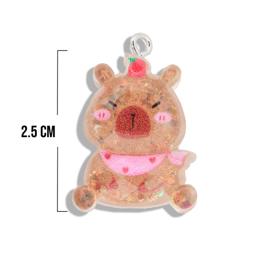 Dije Capibara Pañoleta Con Glitter Acrílico