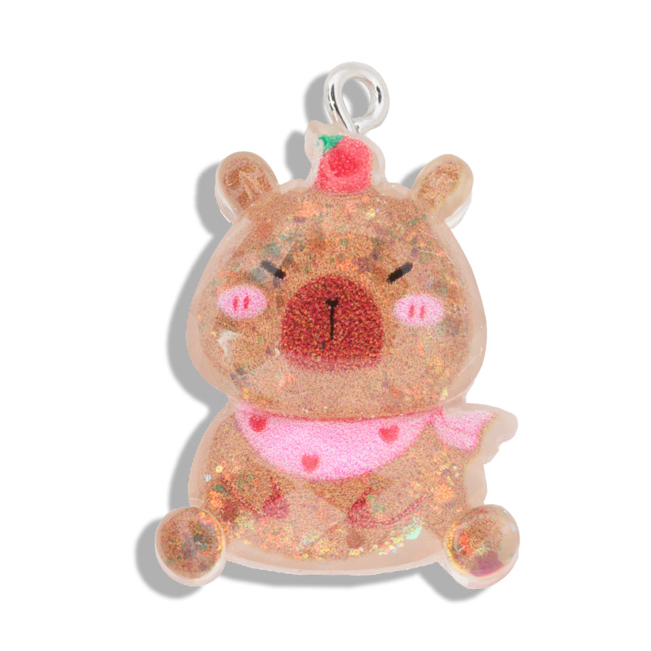 Dije Capibara Pañoleta Con Glitter Acrílico Dije Capibara Pañoleta Con Glitter Acrílico