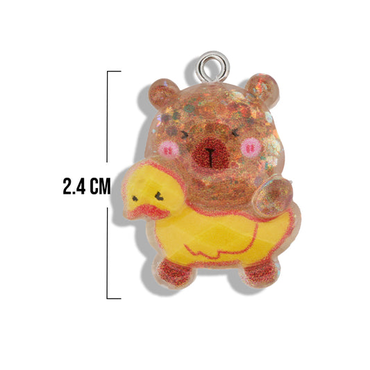 Dije Capibara Pato Con Glitter Acrílico
