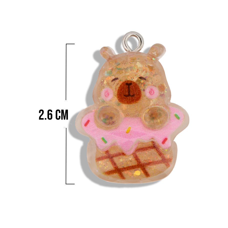 Dije Capibara Postre Con Glitter Acrílico Dije Capibara Postre Con Glitter Acrílico