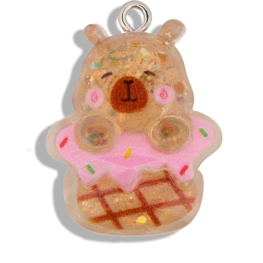 Dije Capibara Postre Con Glitter Acrílico Dije Capibara Postre Con Glitter Acrílico