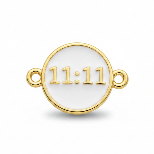 Dije 11:11 Blanco Para Pulsera Dorado Rodinado