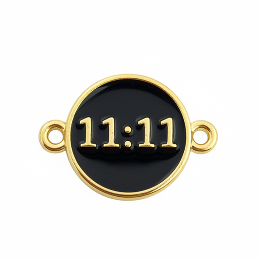 Dije 11:11 Negro Para Pulsera Dorado Rodinado