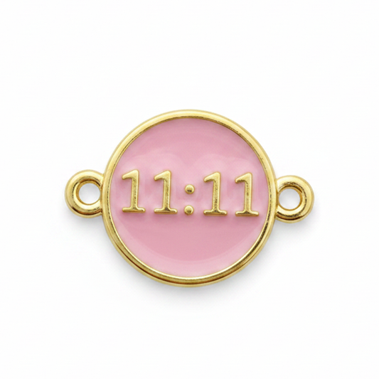 Dije 11:11 Rosado Para Pulsera Dorado Rodinado
