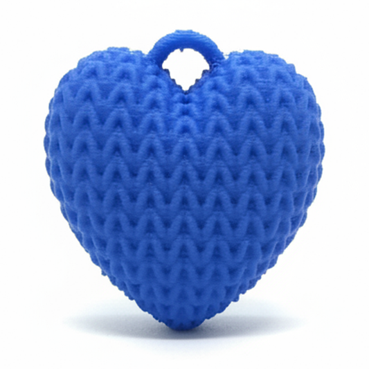 Dije Corazón Azul 3Cm Tejido Collar Acrílico