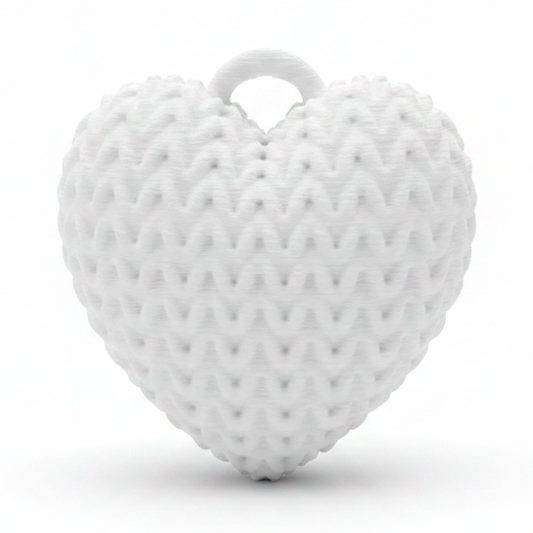 Dije Corazón Blanco 4Cm Tejido Collar Acrílico