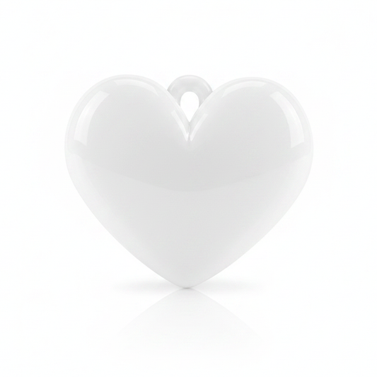 Dije Corazón Blanco Liso 3 Cm Acrílico