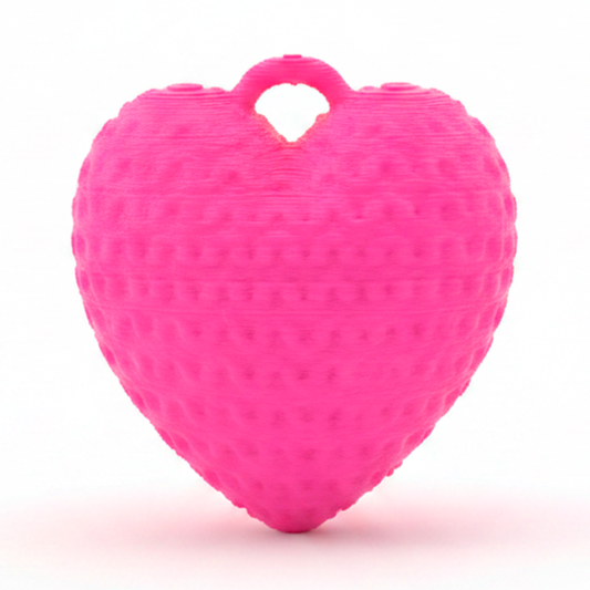 Dije Corazón Fucsia 3Cm Tejido Collar Acrílico