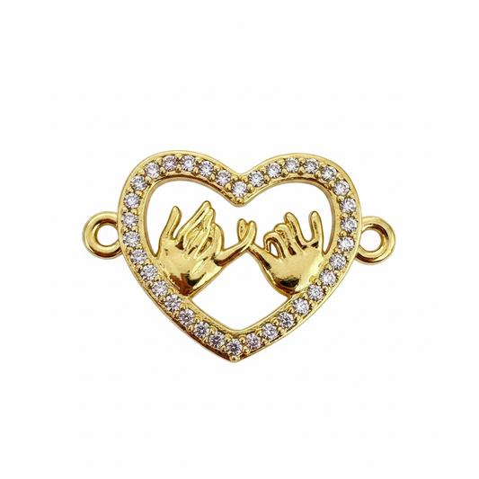 Dije Corazon Promesa Para Pulsera Dorado Rodinado