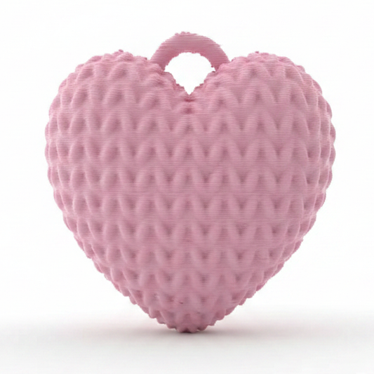 Dije Corazón Rosado 3Cm Tejido Collar Acrílico