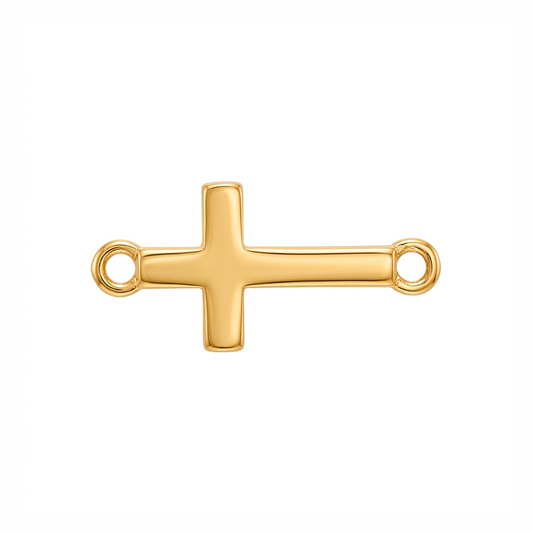 Dije Cruz Pequeña Lisa Para Pulsera Oro Laminado