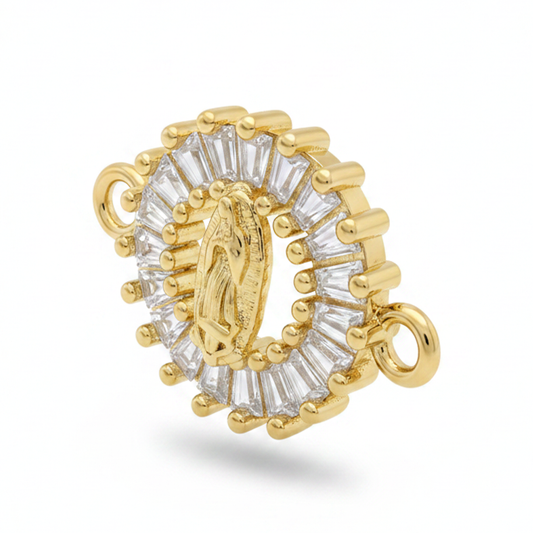 Dije Guadalupe Cristal Pulsera Dorado Rodinado