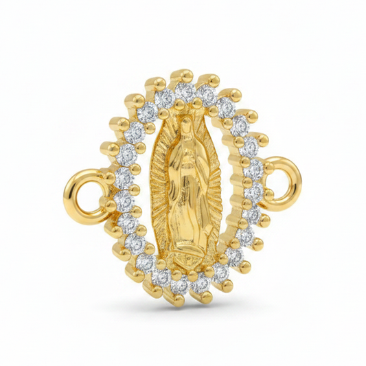 Dije Guadalupe Ovalo Pulsera Dorado Rodinado