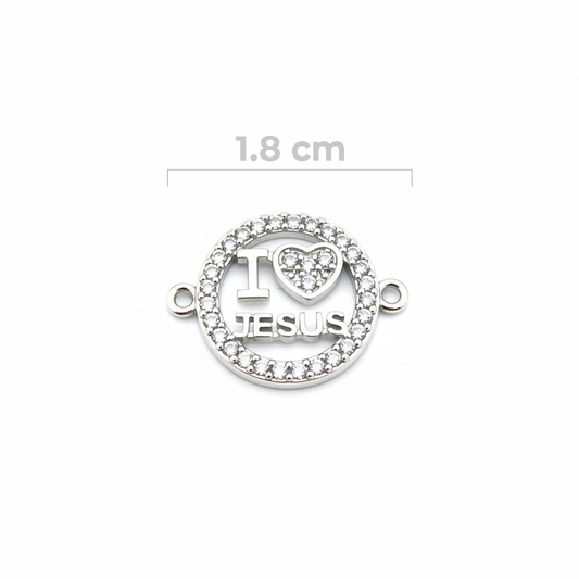Dije I Love Jesus Pulsera Plateada Rodinada
