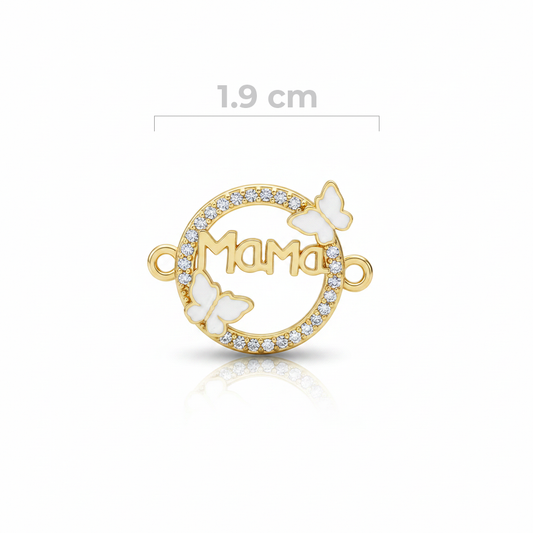 Dije Mamá Mariposas Blancas Para Pulsera Dorada Rodinada