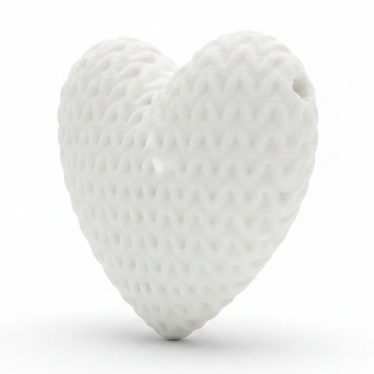 Dije Pasador Corazón Blanco 3Cm Tejido Acrílico