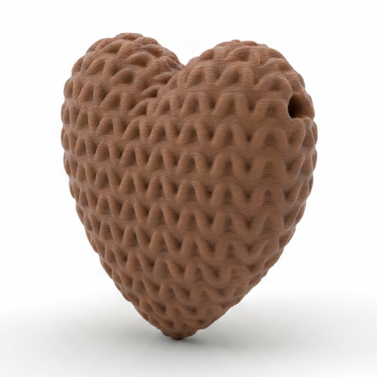 Dije Pasador Corazón Café 3Cm Tejido Acrílico