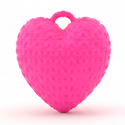 Dije Pasador Corazón Fucsia 3Cm Tejido Acrílico