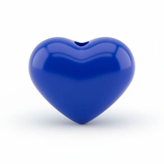 Dije Pasador Corazón Liso Azul 1.8 cm Acrílico