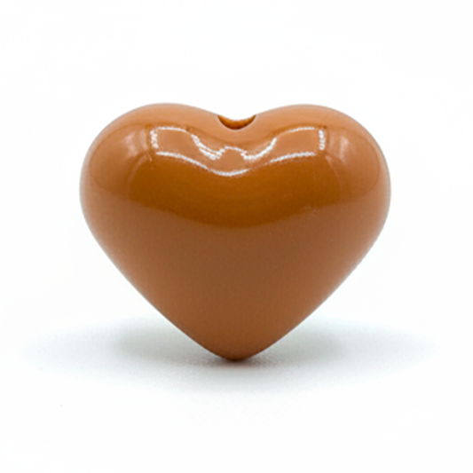Dije Pasador Corazón Liso Café Oscuro 1.8 cm Acrílico