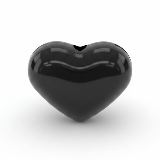 Dije Pasador Corazón Liso Negro 1.8 cm Acrílico