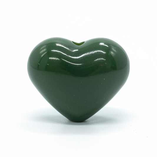 Dije Pasador Corazón Liso Verde Militar 1.8 cm Acrílico