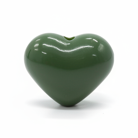 Dije Pasador Corazón Liso Verde Militar 1.8 cm Acrílico