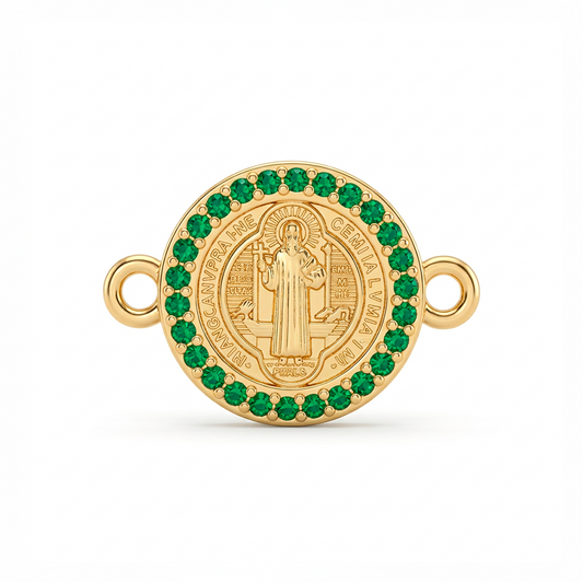 Dije San Benito 11mm Circones Verdes Para Pulsera Oro Laminado