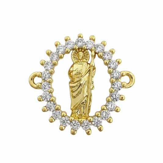 Dije San Judas Tadeo Piedra Blanca Dorado Rodinado