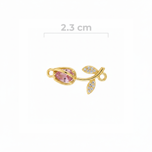Dije Tulipan Pulsera piedra Rosada Dorado Rodinado