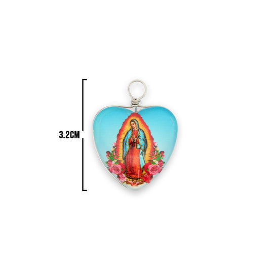 Dije Virgen Guadalupe Resina Azul Neón / 3.2cm