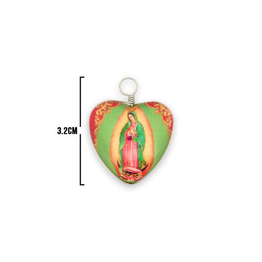 Dije Virgen Guadalupe Resina Verde Neón / 3.2cm