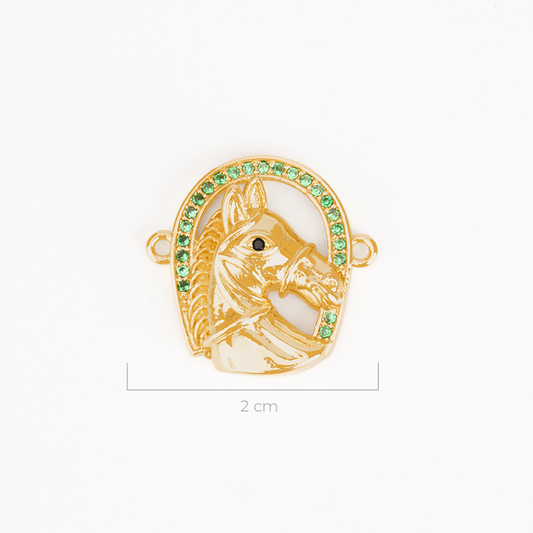Dije Caballo Herradura Piedra Verde Dorado Rodinado