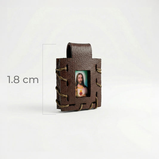 Dije Escapulario Cuero Café