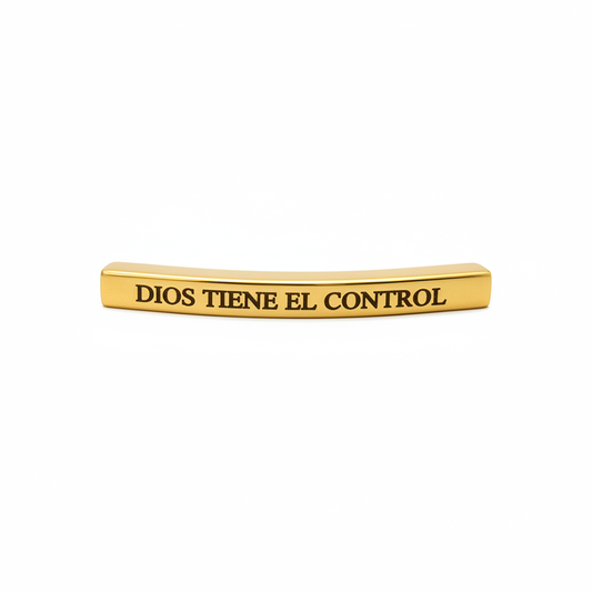 Herraje Tubo Pasador Dorado De Acero DIOS TIENE EL CONTROL