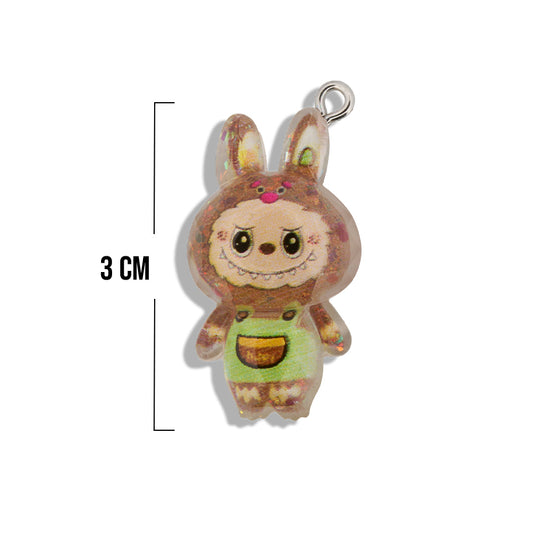 Dije Labubu Cafe Con Glitter Acrílico