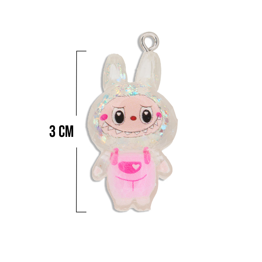 Dije Labubu Blanco Boreal Con Glitter Acrílico Dije Labubu Blanco Boreal Con Glitter Acrílico