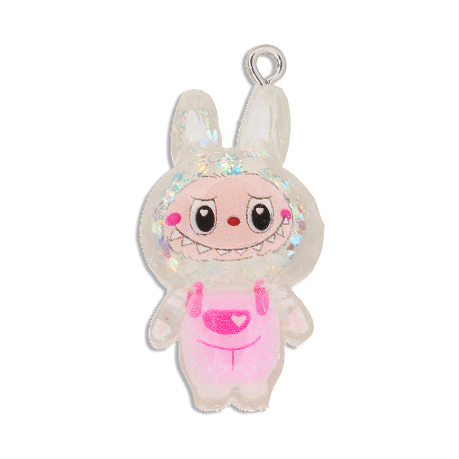 Dije Labubu Blanco Boreal Con Glitter Acrílico Dije Labubu Blanco Boreal Con Glitter Acrílico