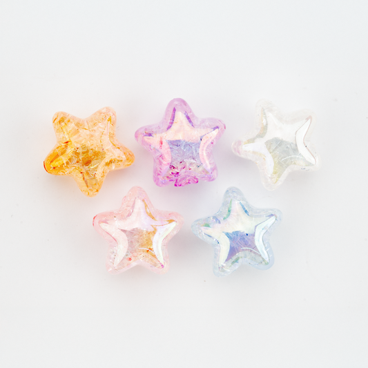 Estrella Craquelada Pasador Acrílico Perlado Surtido x Unidad