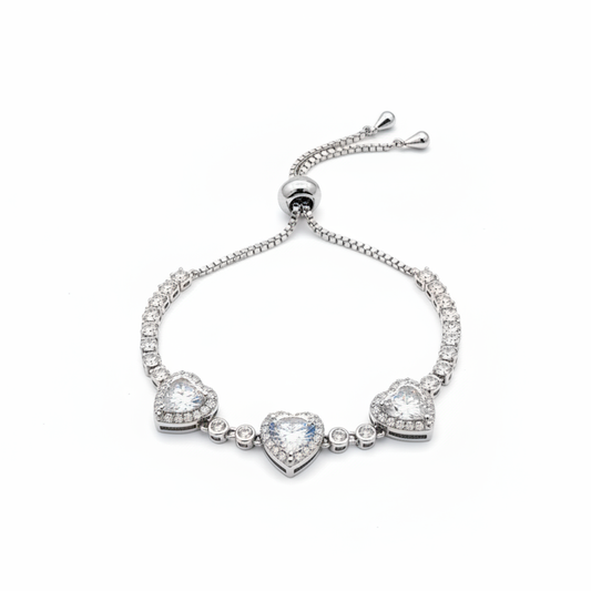 Pulsera Ajustable X3 Cora piedra blanca Plateado