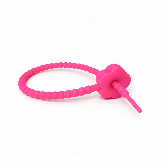 Pulsera Cordón Neopreno Flor Fucsia