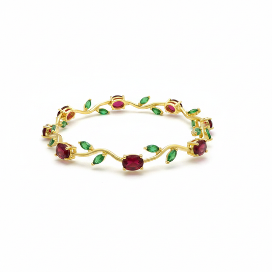 Pulsera Terminada Tulipanes Piedra Roja