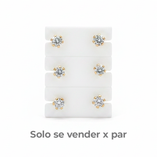 Topos Circon 5 mm Oro Laminado x par