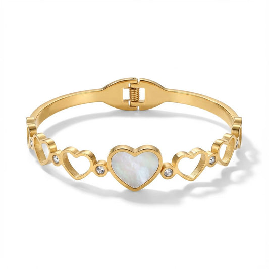 Brazalete Corazones Acero Dorado