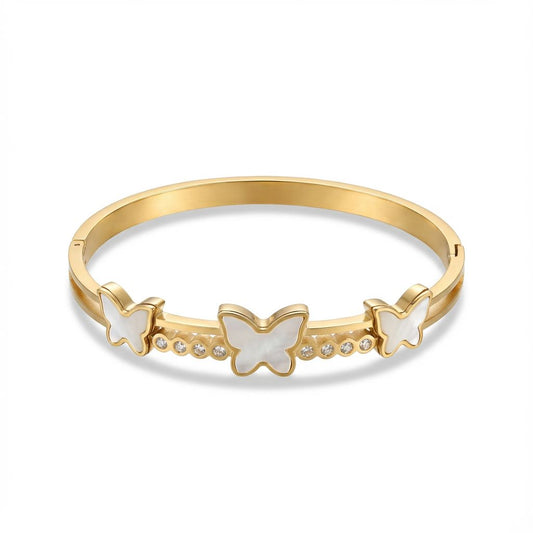 Brazalete Mariposas Acero Dorado