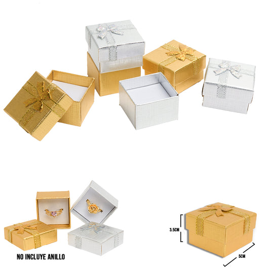 Caja De Regalo Para Accesorios 5x5 Cms Surtidas Doradas y Plateadas