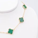 Cadena Trebol Clov Piedra Verde Dorado Rodinado Cadena Trebol Clov Piedra Verde Dorado Rodinado